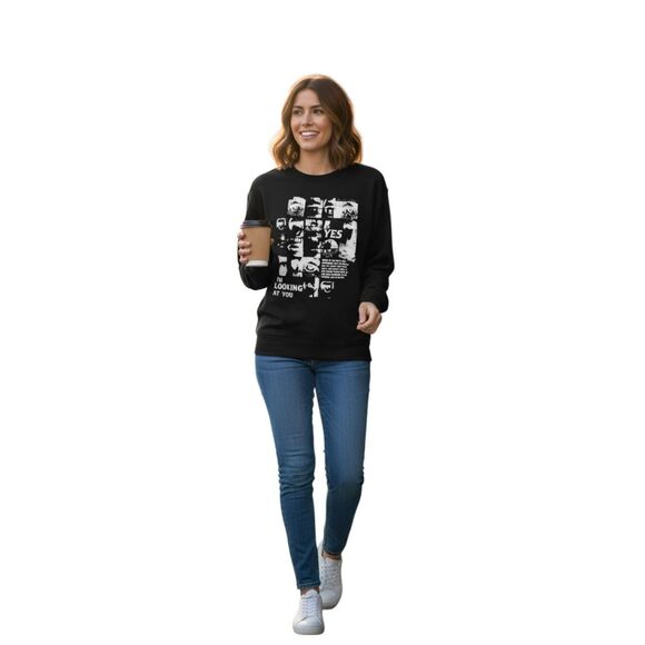 Shein Sweater  Size S Black  100% Polyester I'm looking at you  #254 - Picture 1 of 6